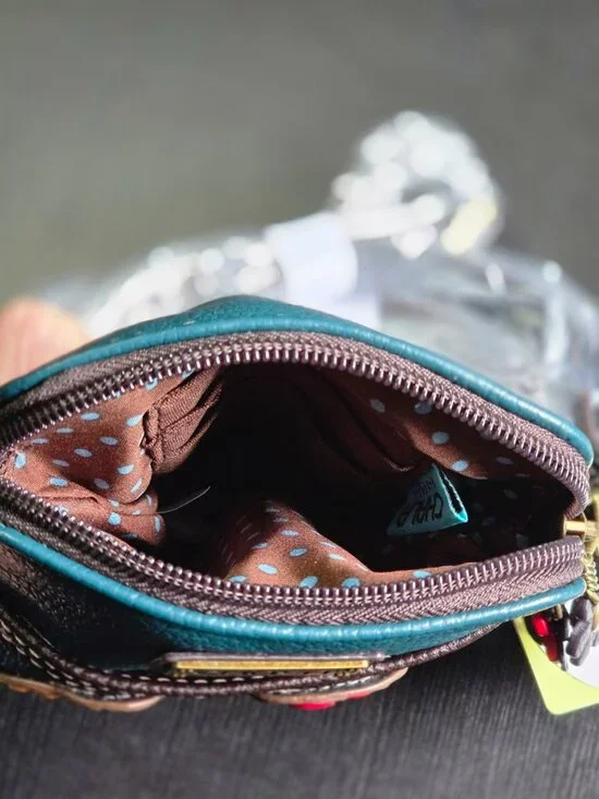 Chala Hen with Chicks Convertible Cellphone Crossbody/Purse/Pouch Turquoise NWT - Picture 4 of 7